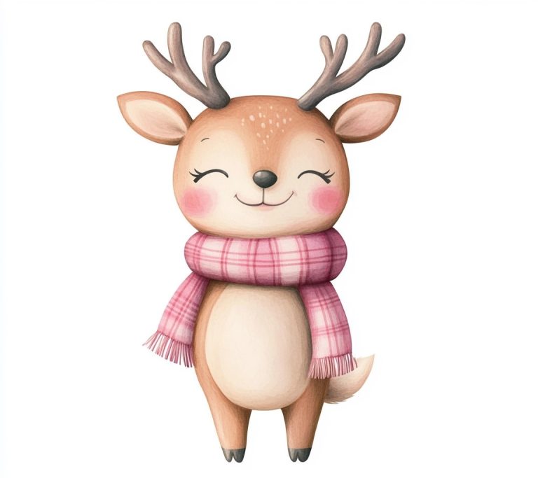 Cartoon Deer with Scarf