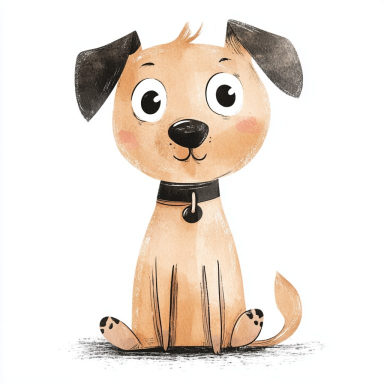 Cartoon Dog in Watercolor