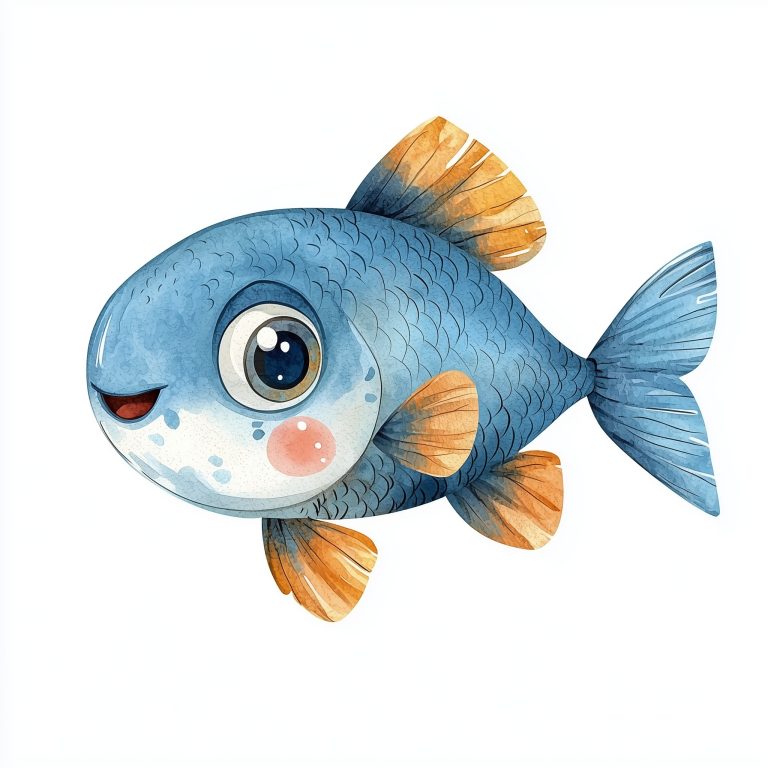 Cartoon Fish Watercolor Style