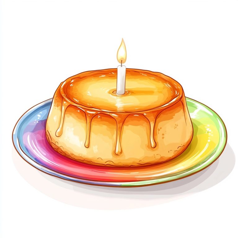 Cartoon Flan on Rainbow Plate