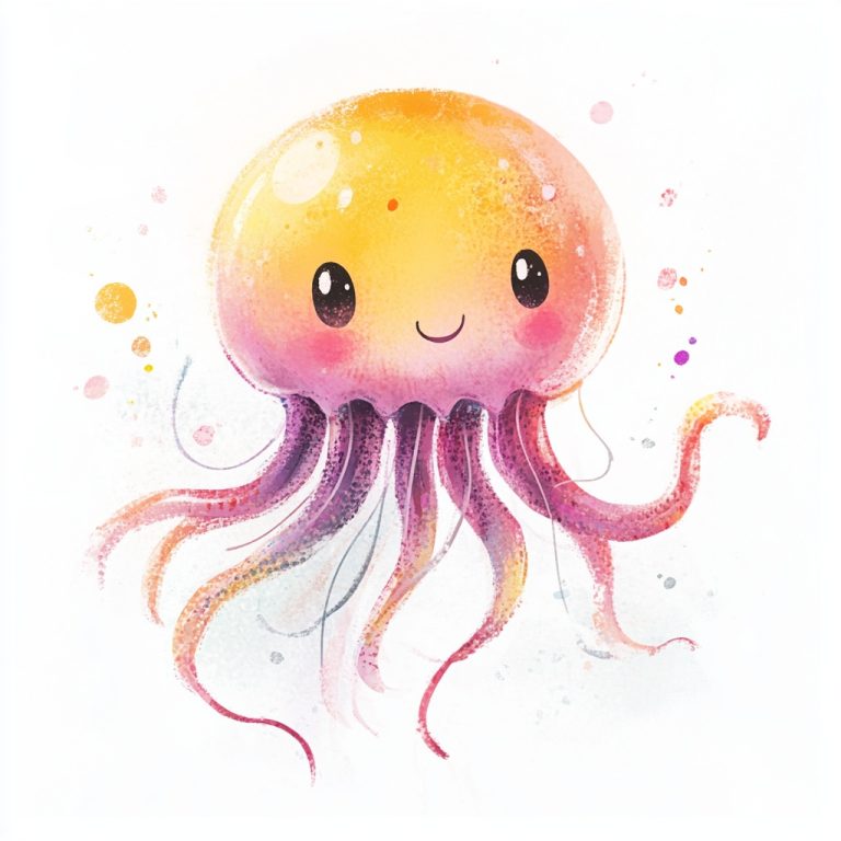 Cartoon Jellyfish in Brushwork