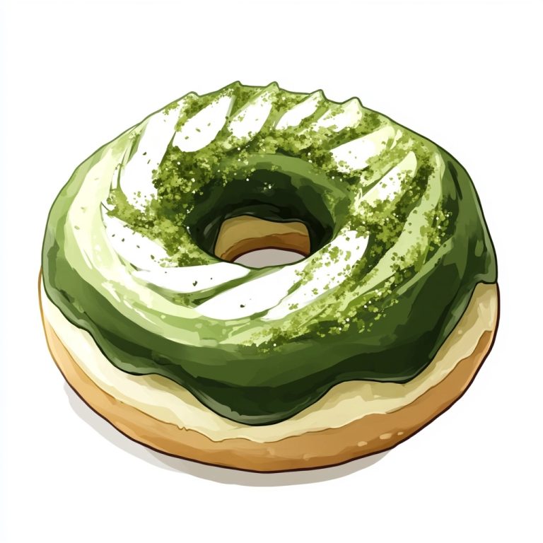 Cartoon Matcha Donut Illustration