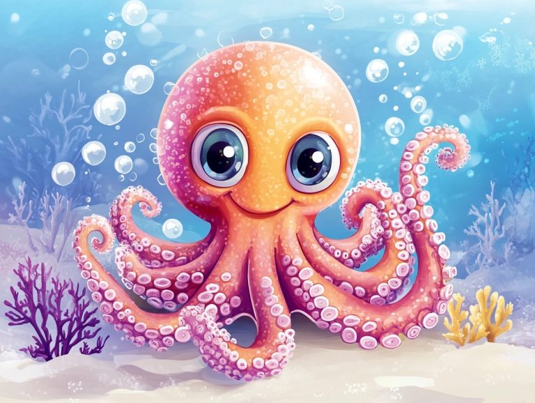 Cartoon Octopus in Pastels