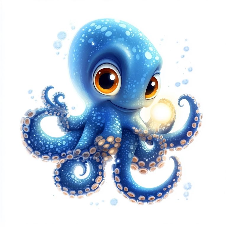 Cartoon Octopus with Pearl