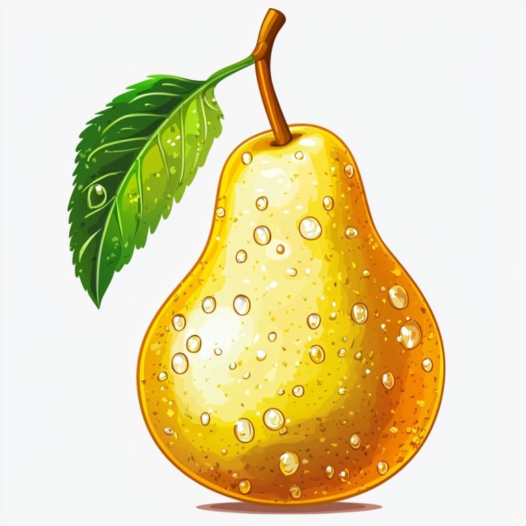 Cartoon Pear on White