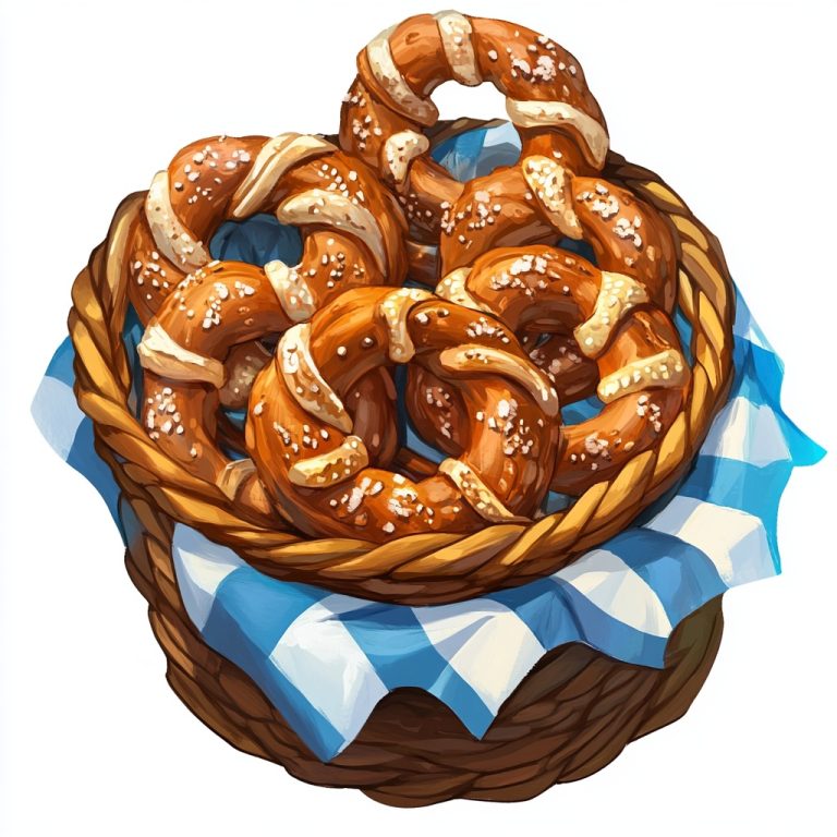 Cartoon Pretzel Basket Oktoberfest