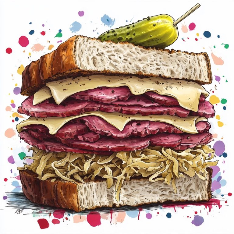 Cartoon Reuben Sandwich Illustration