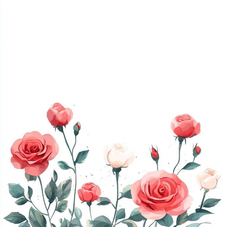 Cartoon Roses on White