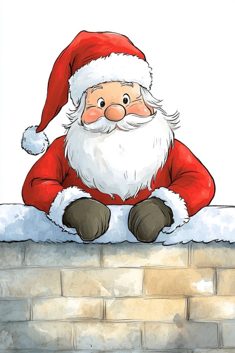 Cartoon Santa Over Wall