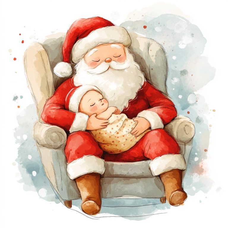 Cartoon Santa with Baby