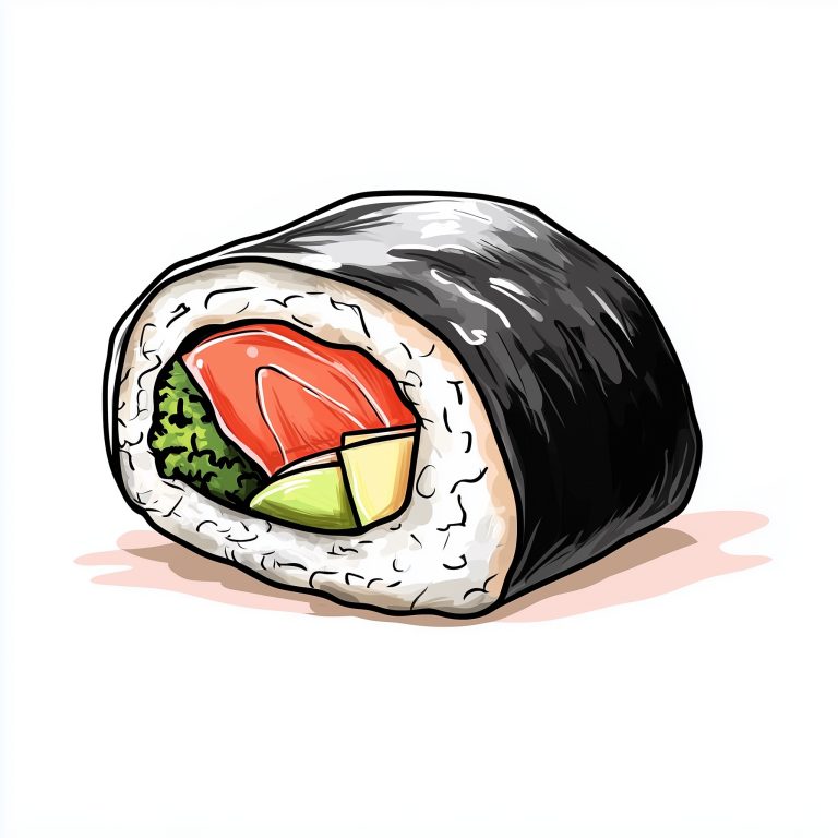 Cartoon Sashimi Roll Illustration