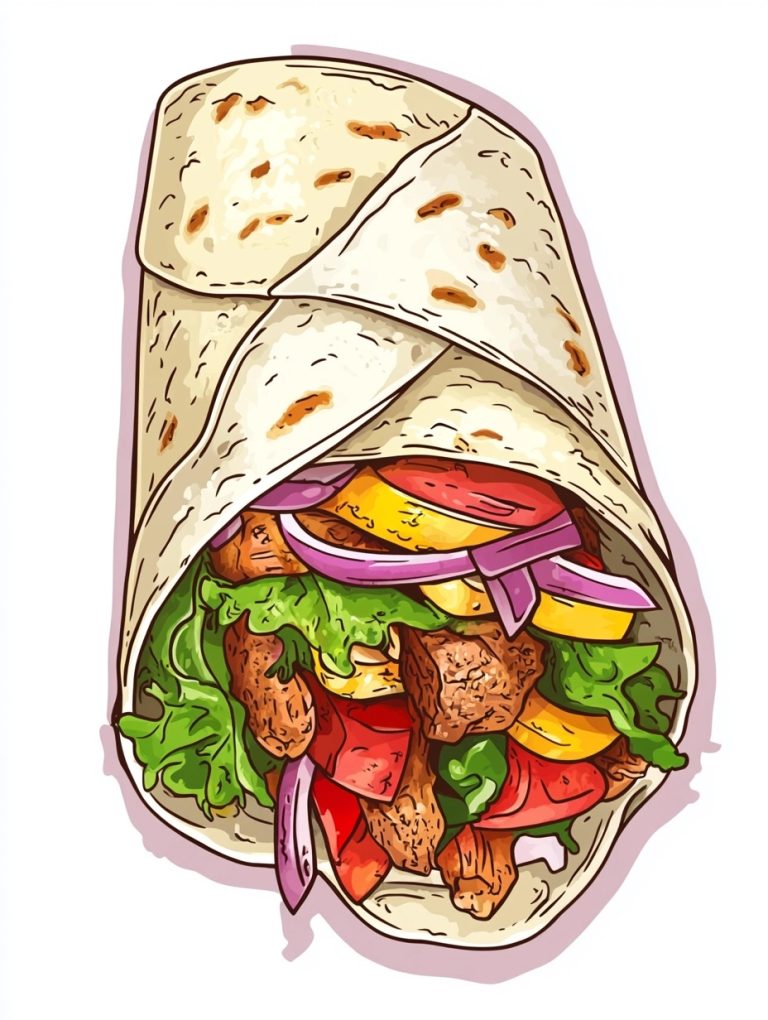 Cartoon Shawarma on White