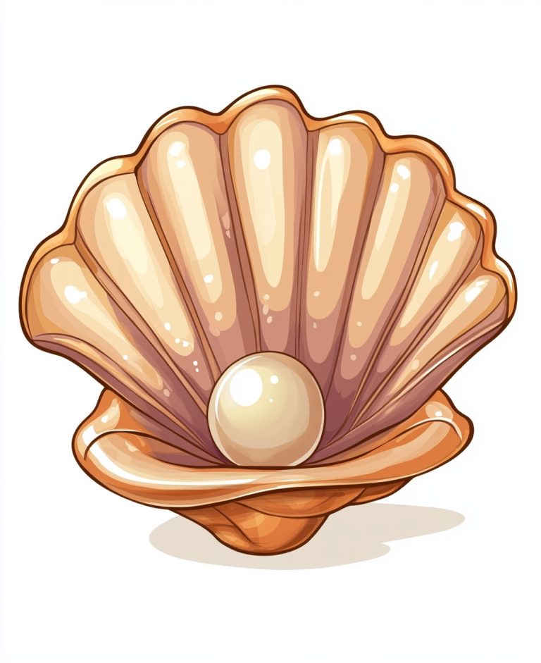 Cartoon Shell with Pearls