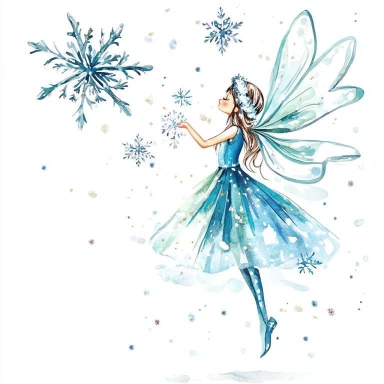 Cartoon Snowflake Fairy Watercolor