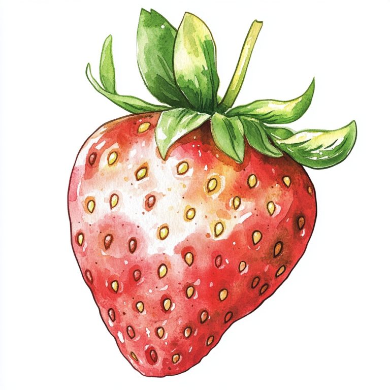 Cartoon Strawberry Watercolor Illustration