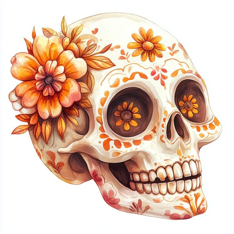 Cartoon Sugar Skull Watercolor