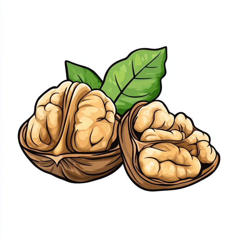 Cartoon Walnuts on White