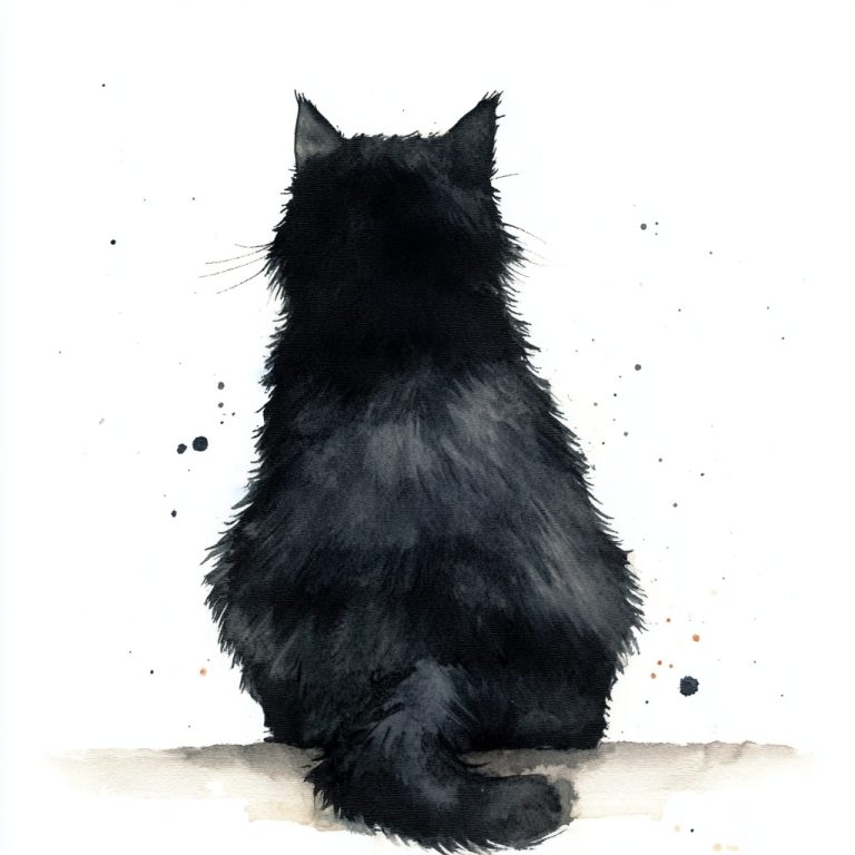 Cartoon Watercolor Black Cat