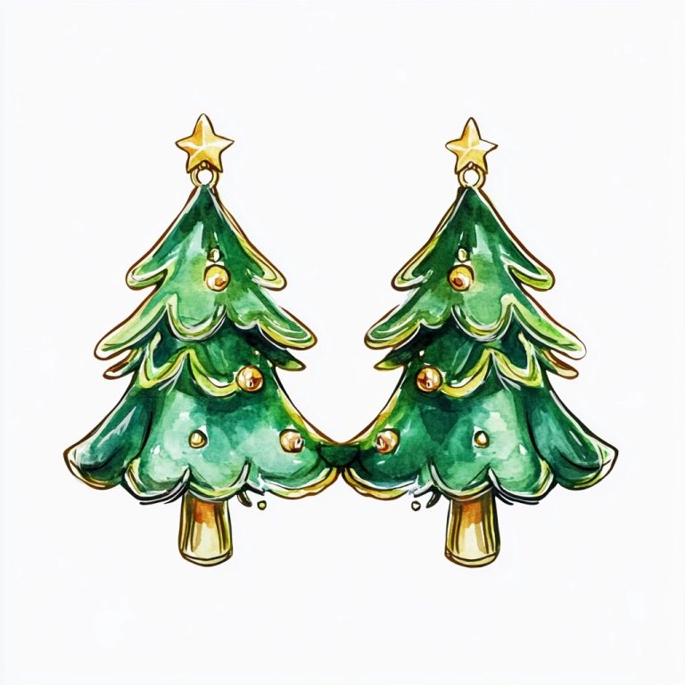 Cartoon Watercolor Christmas Earrings