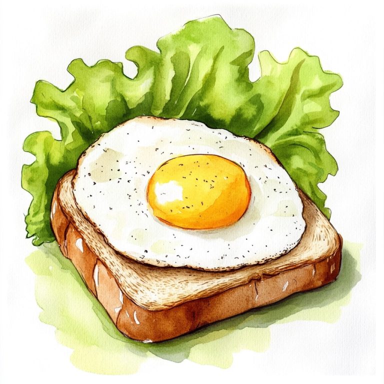 Cartoon Watercolor Toast Egg