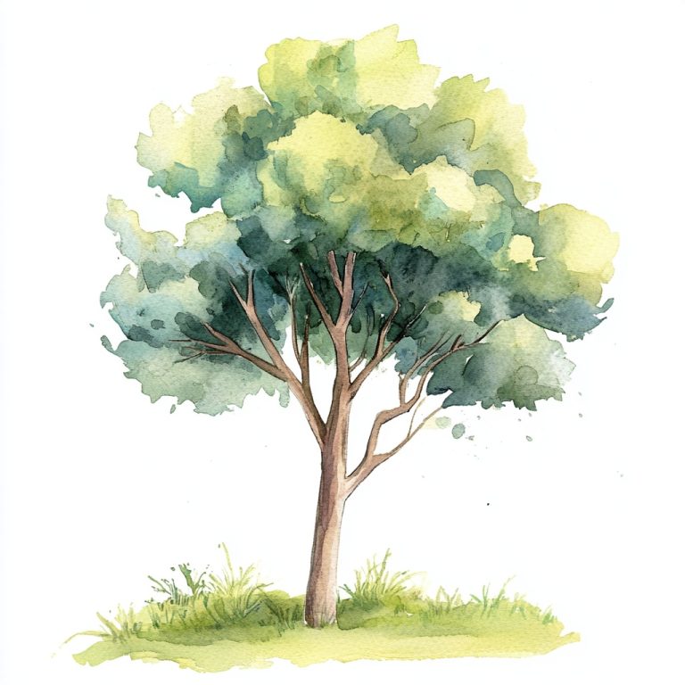 Cartoon Watercolor Tree Illustration