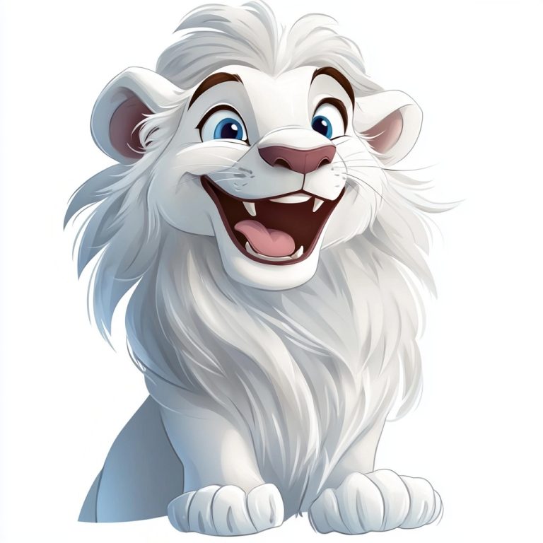 Cartoon White Lion Profile