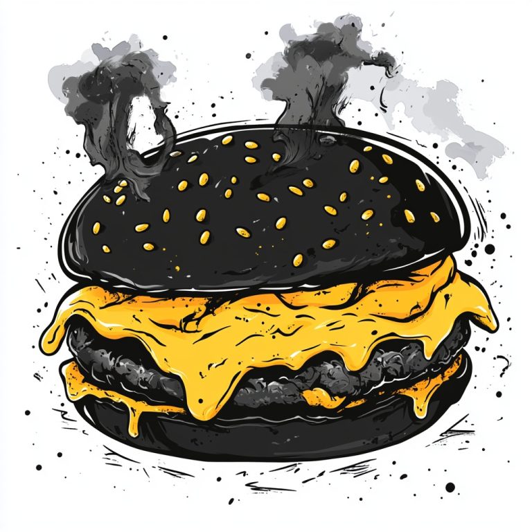 Cartoonish Burger with Smoke