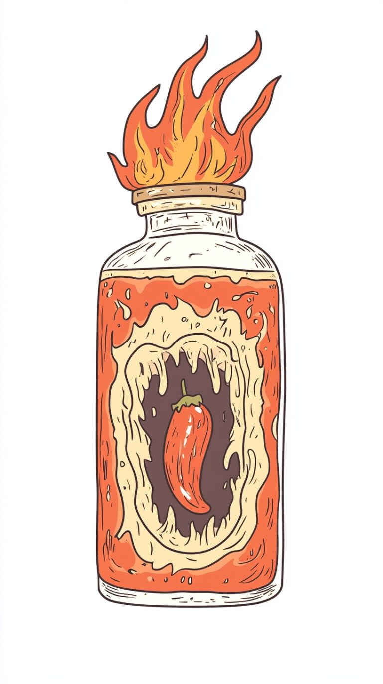 Cartoonish Chili Sauce Flask