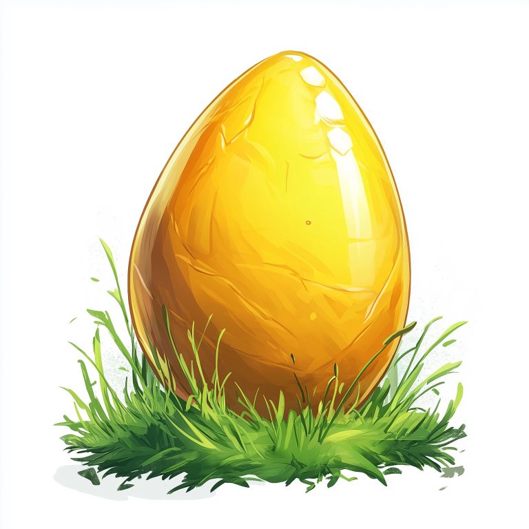 Cartoony Golden Egg Grass