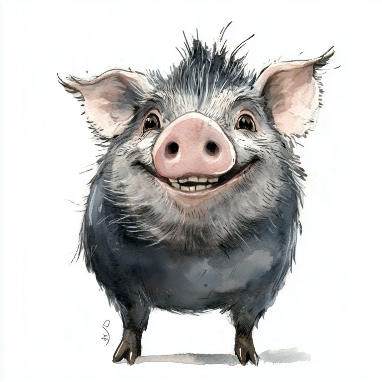 Chalky Watercolor Javelina Pig