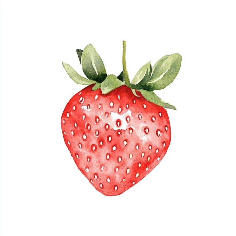 Charming Minimalist Watercolor Strawberry A Playful Hand Drawn Delight on White