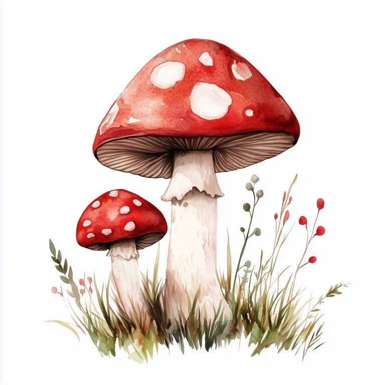 Charming Red Mushroom in Watercolor High Definition Woodland Delight on a Crisp White Canvas