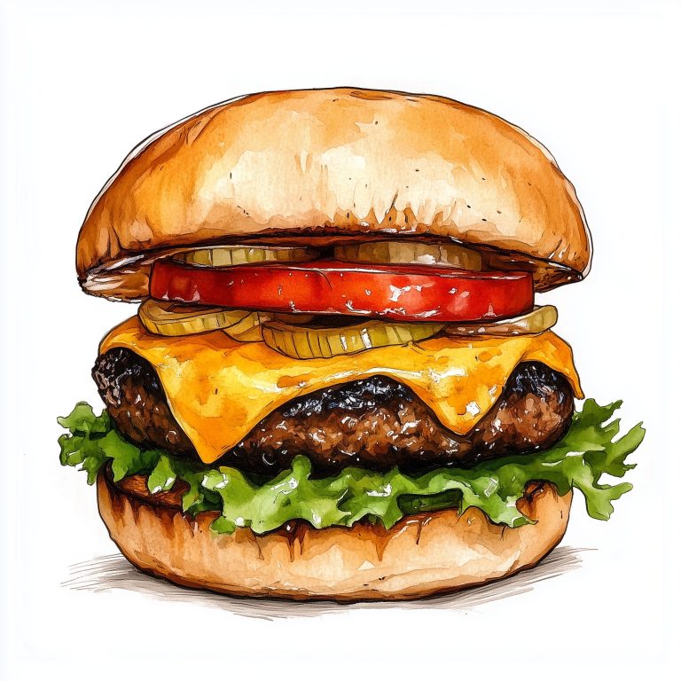 Cheeseburger Illustration on White