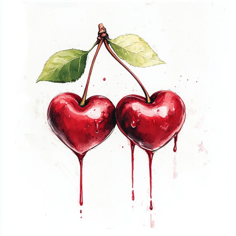 Cherries Illustration with Drips