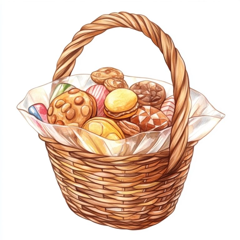 Childrens Illustration Wicker Basket Treats