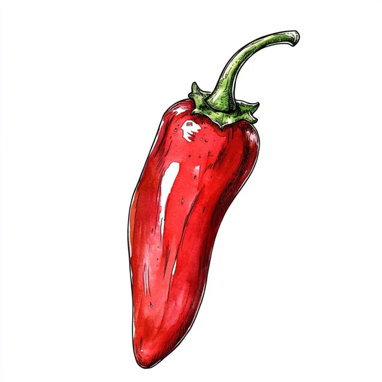 Chili Sketch with Watercolor