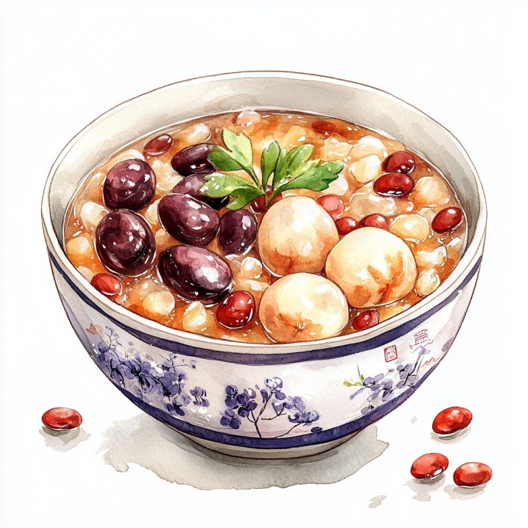 Chinese Watercolor Congee Bowl