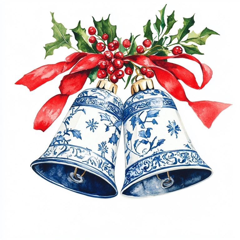 Chinoiserie Bells with Mistletoe