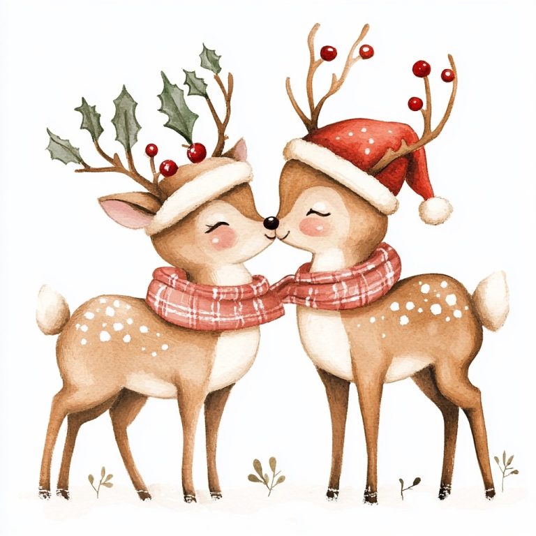 Christmas Deer Clipart Aquarelle