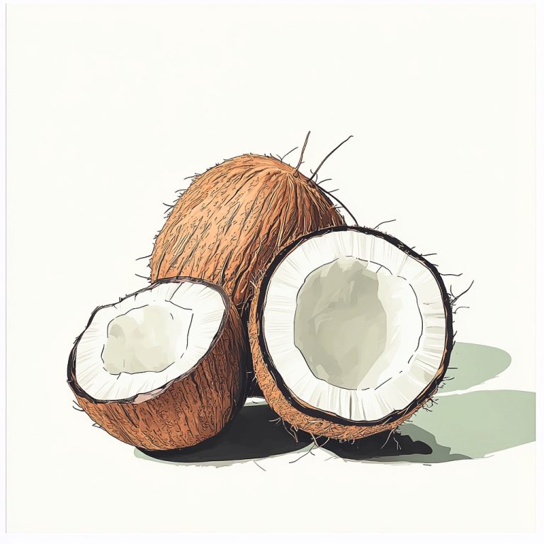 Coconut Line Art Illustration