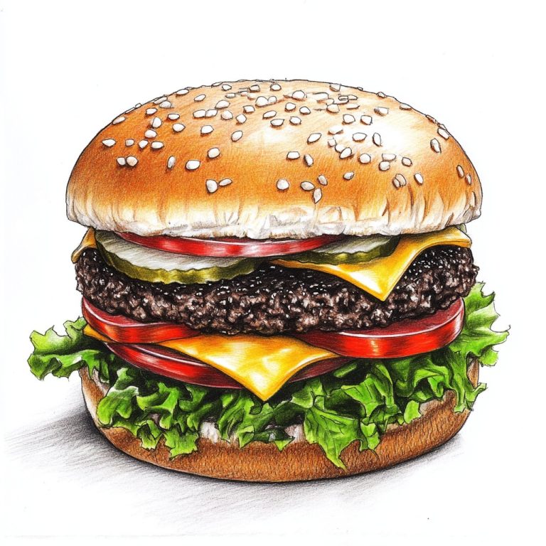 Color Pencil Chicago Hamburger