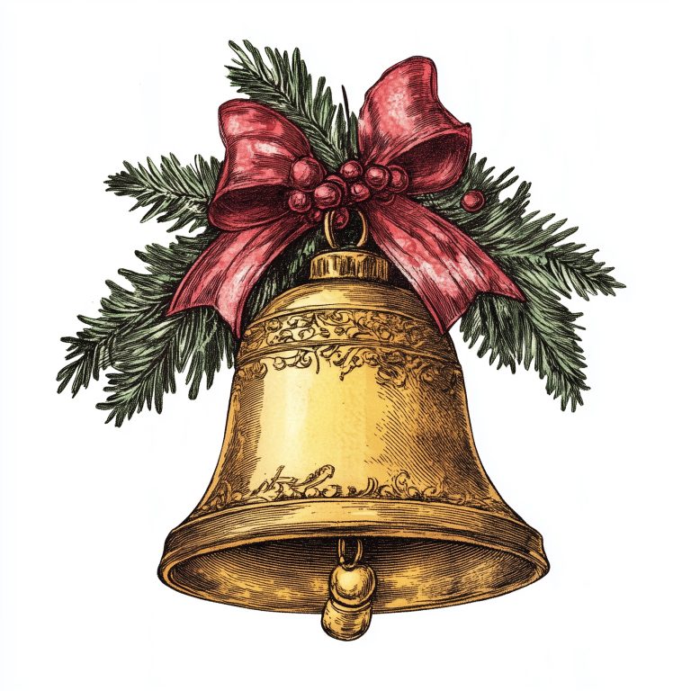 Colored Engraving of Christmas Bell