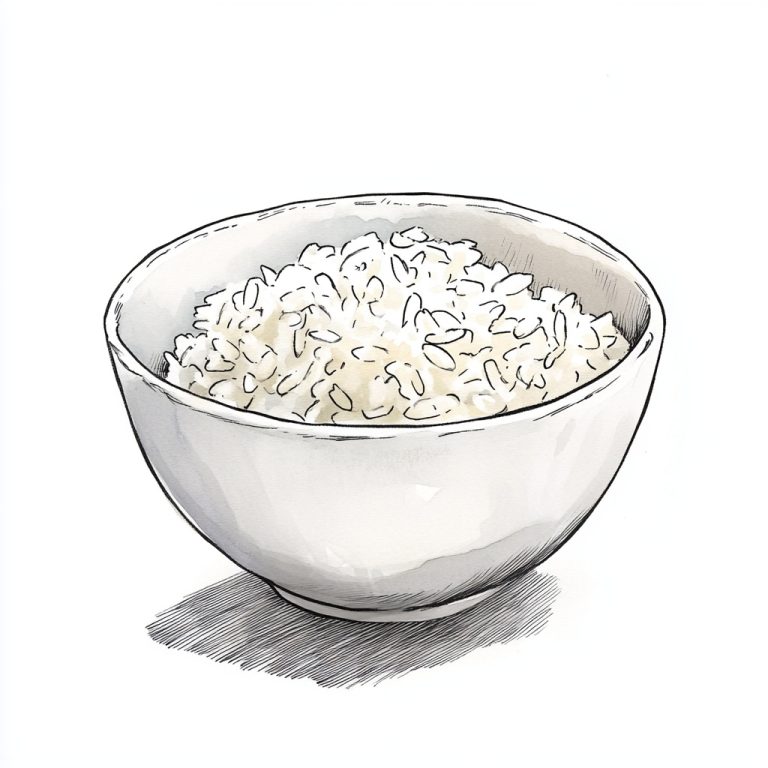 Colored Line Drawing Rice Bowl