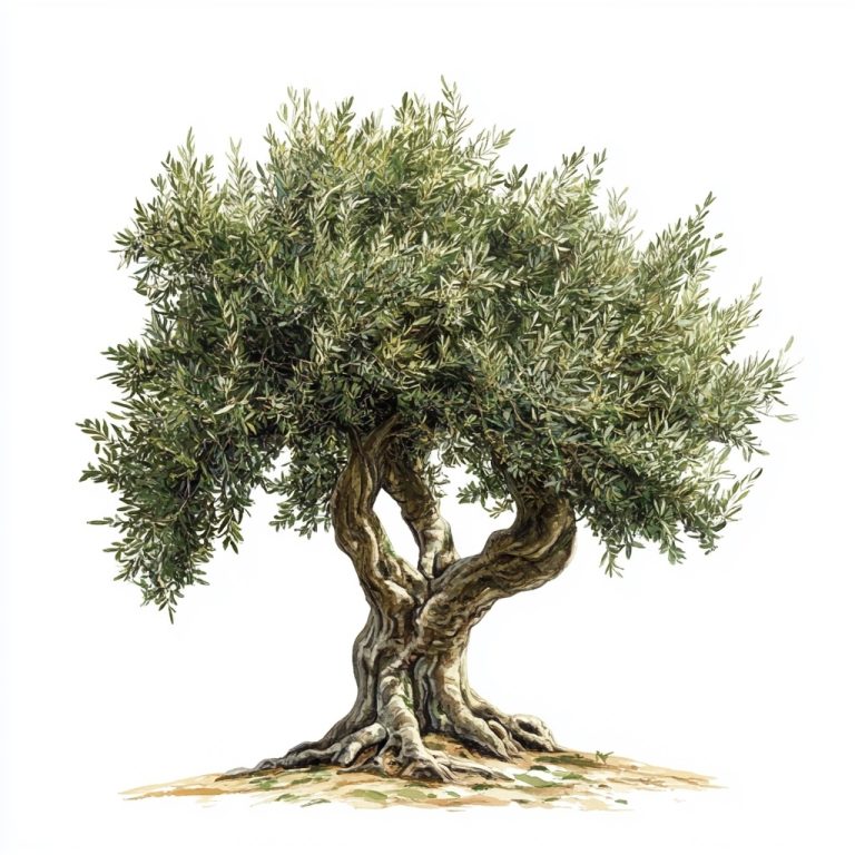 Colored Olive Tree Illustration