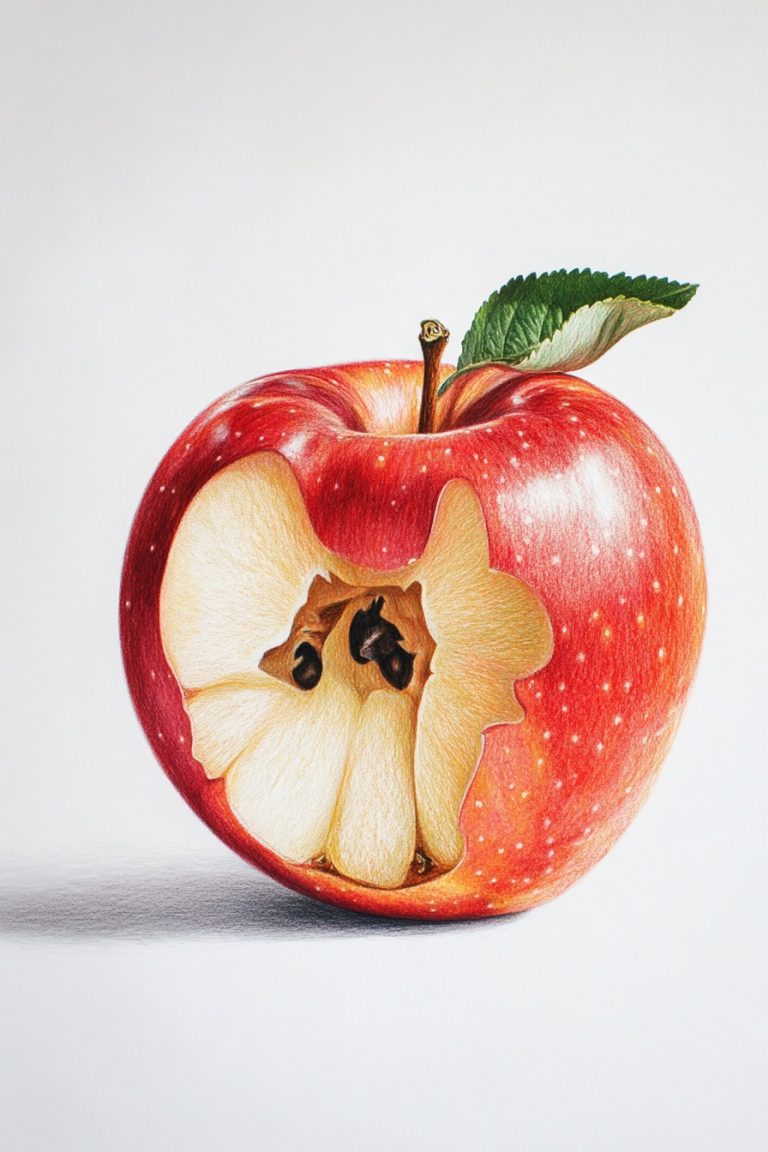 Colored Pencil Apple Illustration