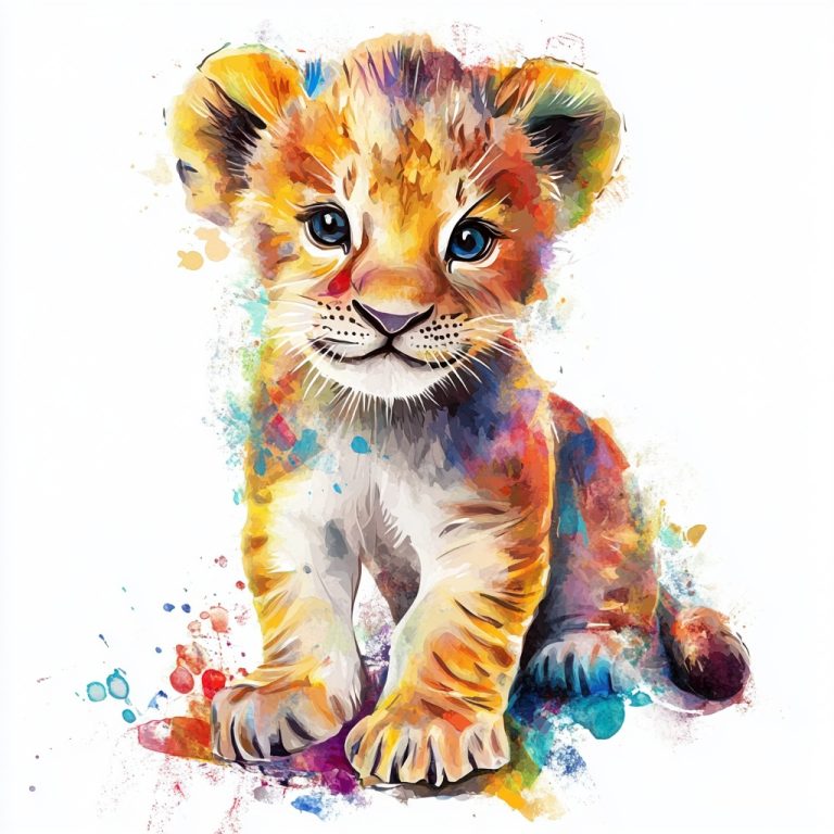 Colorful Baby Lion Illustration