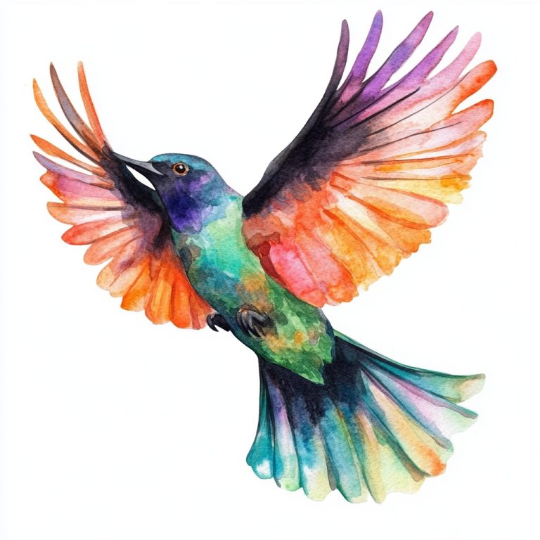 Colorful Bird Watercolor Flight