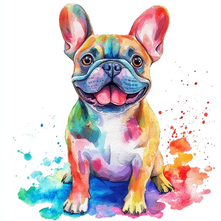 Colorful Bulldog Watercolor