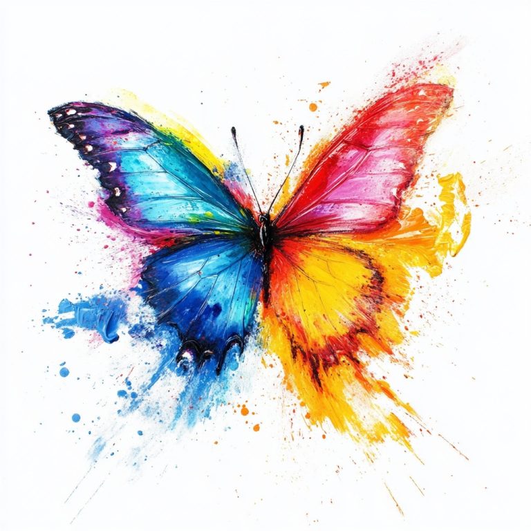 Colorful Butterfly Paint Explosion