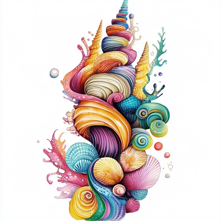 Colorful Cartoon Sea Shells